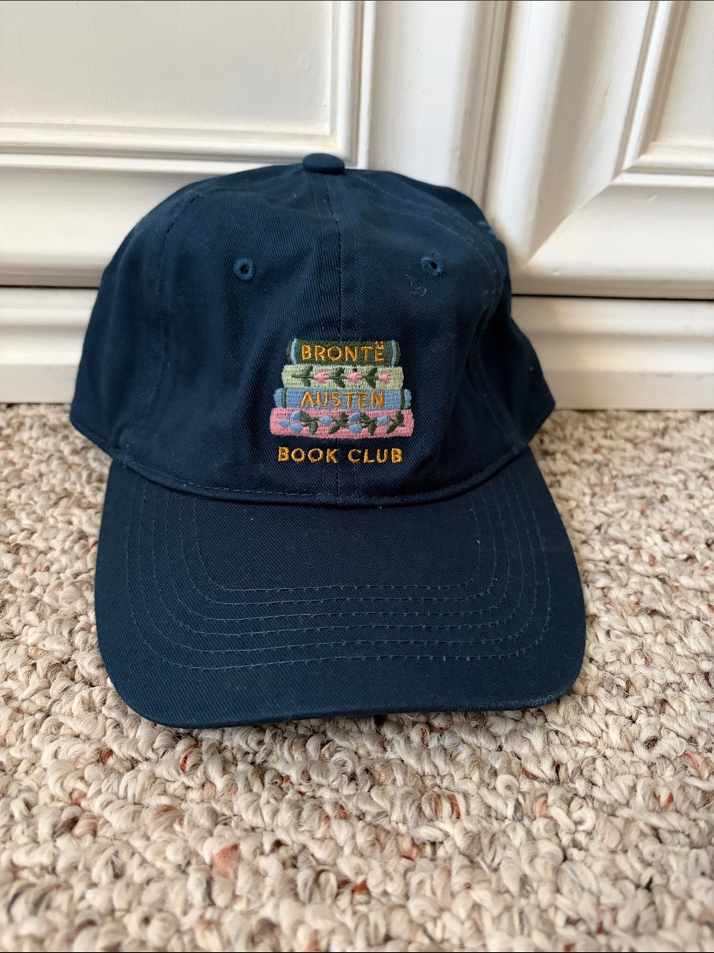Rifle Paper Co. Navy 'Book Club' Embroidered Baseball Cap